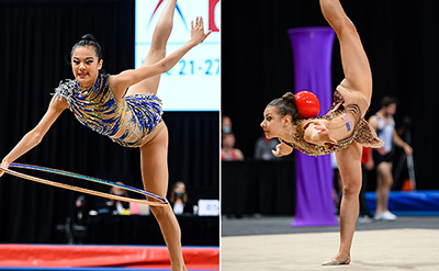 Rhythmic hoop and ball titles decided as acro and trampoline and